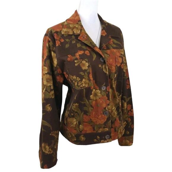 Jones New York Country Essentials Button Up Floral Jacket Women Size 16 Unlined. - Picture 1 of 15